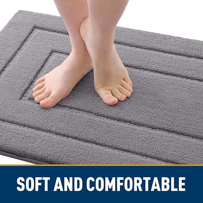 Smiry Dog Door Mat for Muddy Paws, Absorbs Moisture and Dirt, Low-Profile Entryway Mat with Non-Slip Backing, Entry Indoor Outdoor Doormat for Inside Floor (47x24 Inches, Grey, Bordered)