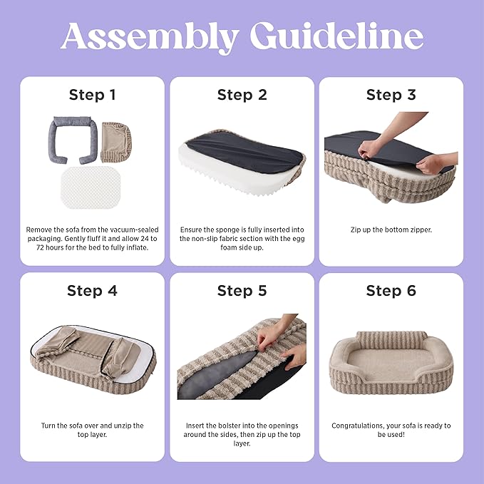 LE SURE Cute Dog Bed for Small Dogs, Orthopedic Waterproof Small Pet Beds with Sides, High Back Non-Slip Bottom and Egg-Crate Foam Puppy Couch Sofa with Washable Removable Cover, Beige