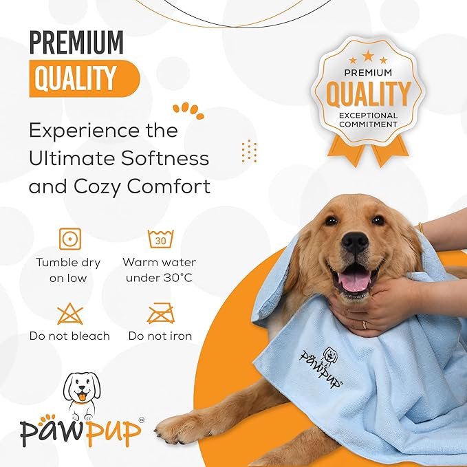 PAWPUP Dog Towels for Drying Dogs Super Absorbent Microfiber Pet Grooming Towel for Dogs, Cats and Other Pets (40 x 24 Inches, Pink and Blue)