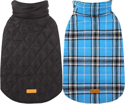 Kuoser Warm Dog Coat, Waterproof Dog Jacket for Extra Large Dogs, Adjustable Durable XXXL Doggie Winter Coat Reversible Puppy Cold Weather Apparel for Large Breed, Blue 3XL