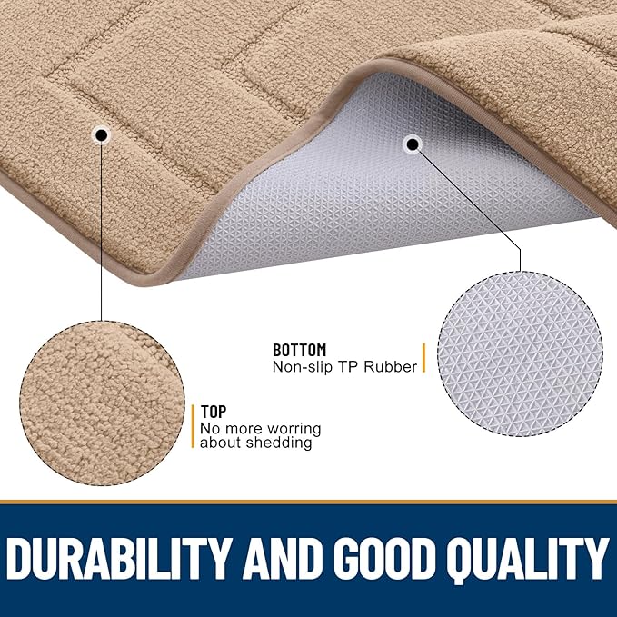 Smiry Dog Door Mat for Muddy Paws, Absorbs Moisture and Dirt, Low-Profile Entryway Mat with Non-Slip Backing, Entry Indoor Outdoor Doormat for Inside Floor (30x20 Inches, Beige, Bordered)