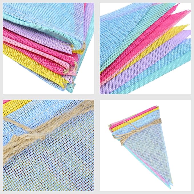 48Pcs Pennant Banner Flags, 52Ft Colorful Triangle Banners, Multicolor Bunting String Triangle Garland Flags for Birthdays Easter Classroom School Carnival Indoor Outdoor Party Decorations