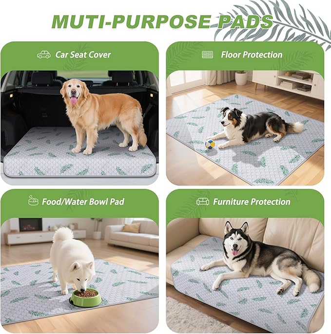 Washable Pee Pads for Dogs, 2Pack Reusable Puppy Pads, Super Absorbent & Leakproof Dog Pads, Anti-Slip Dog Pee Pads for Puppy Training & Incontinence, Leaf Pattern 36"x36"