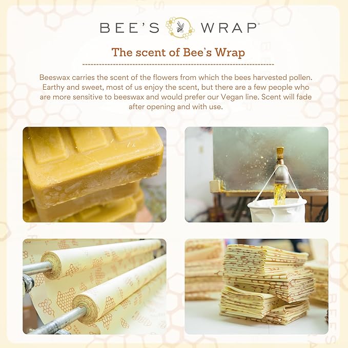 Bee's Wrap Beeswax Wraps for Food - Cut to Size 14x52" Wax Paper Roll - Made in USA Reusable Waxed Paper & Bowl Covers - Organic & Eco-Friendly Alternative to Aluminum Foil & Plastic Wrap, Bakery Lane