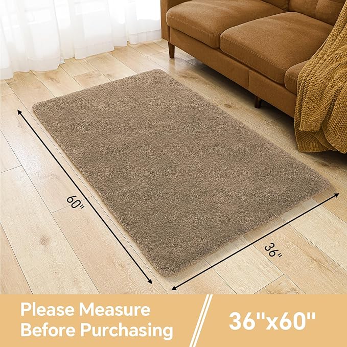 Light Brown Bathroom Rugs 36"x60" - Extra Large Microfiber Bath Mat, Non Slip Absorbent and Washable Bathroom Rug, Plush Fluffy Floor Mat - Ideal for Spacious Bathrooms or Bedrooms