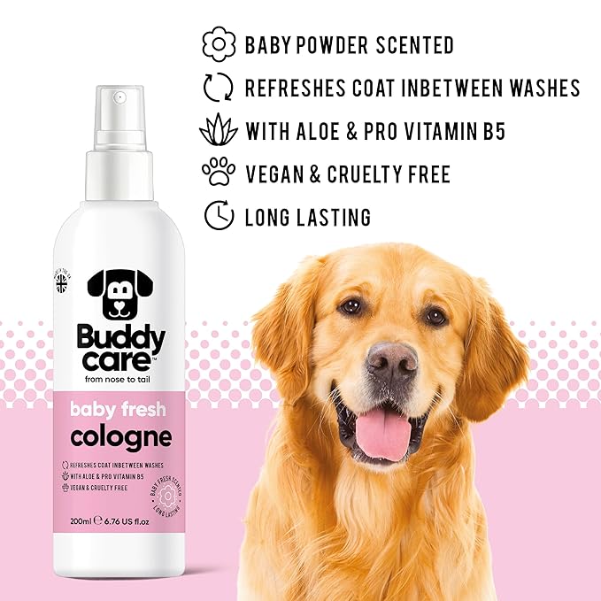 Dog Cologne - Baby Fresh - 200ml - Delicate and Powdery Scented Dog Cologne - Refreshes Between Dog Washes