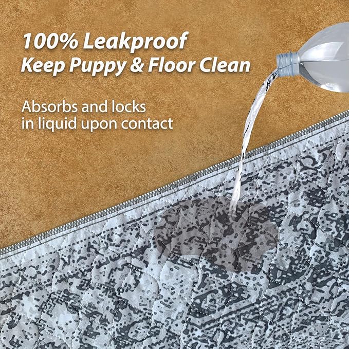 nunubaby 4PACK Washable Pee Pads for Dogs, Stylish, Non-Slip and Leak-Proof Pee Pads. Reusable Potty Pads for Dogs for Crates and Floors.(Gray/Geo, 18" x24")