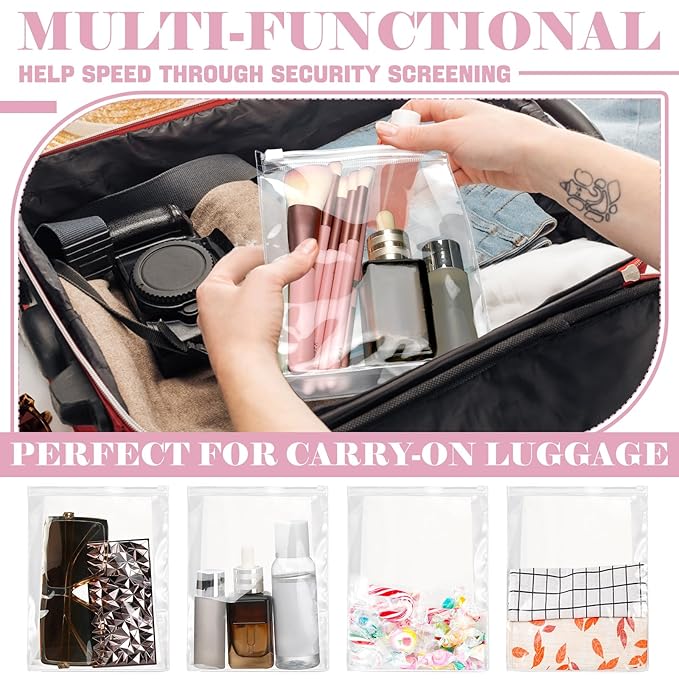 Xuniea 50 Pcs Mini Clear Makeup Bag Small Clear Zipper Pouch Travel Plastic Cosmetic Organizer Waterproof for Toiletries Swimsuit Bikini Bathing Suit(5'',Transparent)