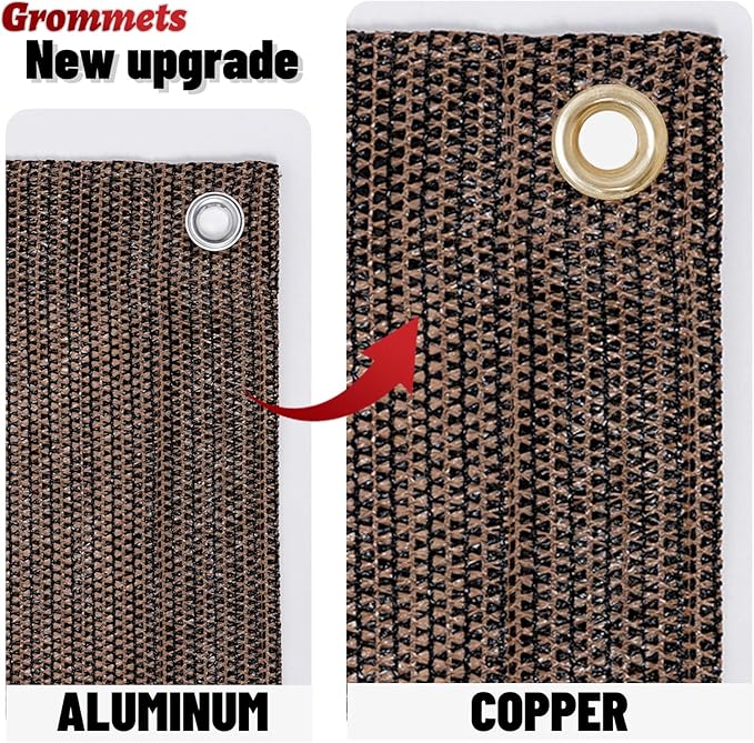 SUNNY GUARD Shade Cloth Custom Size 4x14 FT Sun Shade Screen Fabric Shade Cover Tarp with Grommets for Pergola Backyard Garden, Brown(We Customized)