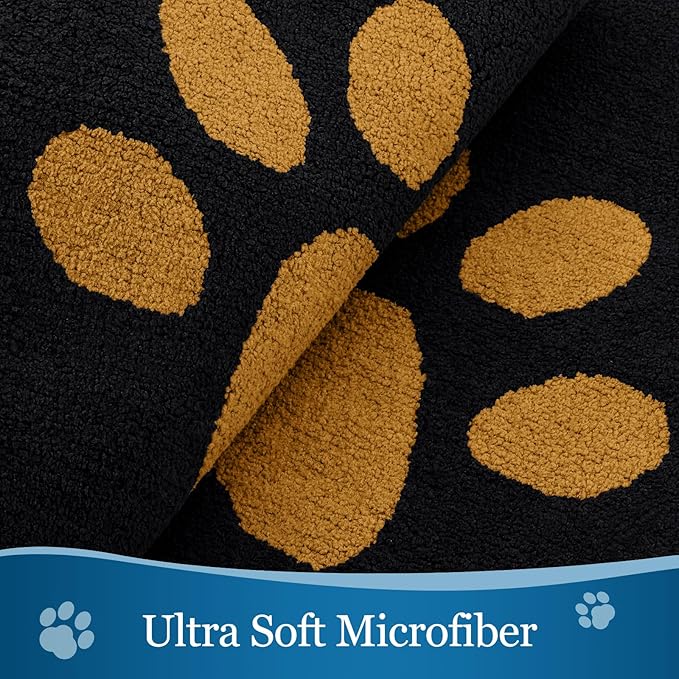 Buganda Dog Door Mat for Muddy Paws, Absorbent Dirt Trapper Washable Indoor Doormats, Non Slip Low-Profile Mud Mat for Dogs, Front Entrance Doormat for Inside Floor (36x24 Inches, Black and Yellow)