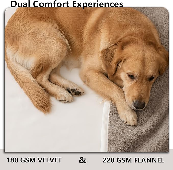 Tuffeel Waterproof Dog Blanket for Small Dogs, Leak Proof Pet Throw Couch Blankets Reversible Sofa Bed Furniture Protector Machine Washable-25 x35,Beige+Khaki