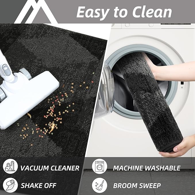 COSY HOMEER Entryway Rugs Doormat 32"x48", Non-Slip Absorbent Polyester, Washable Rugs for Front Door, Dirty Paws & High Traffic Areas, Dark Gray