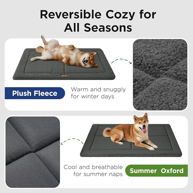 Dog Pad Mat for Extra Large Dogs, Washable Ultra Soft Dog Crate Mat, High Density Foam Pet Beds for Indoor & Outdoor Dogs, 48" x 30", Dark Gray