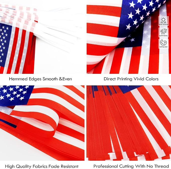 American String Flag Pennant Banner - 38 Flags, 42 Feet Small Mini US Flags Bunting Banner for Country Decoration, School, Party, Sports Events