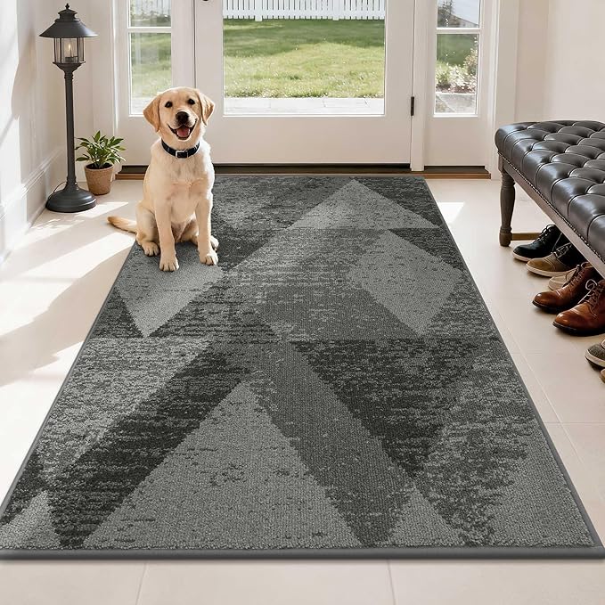 COSY HOMEER Entryway Rugs Doormat 36"x60", Non-Slip Absorbent Polyester, Washable Rugs for Front Door, Dirty Paws & High Traffic Areas, Gray
