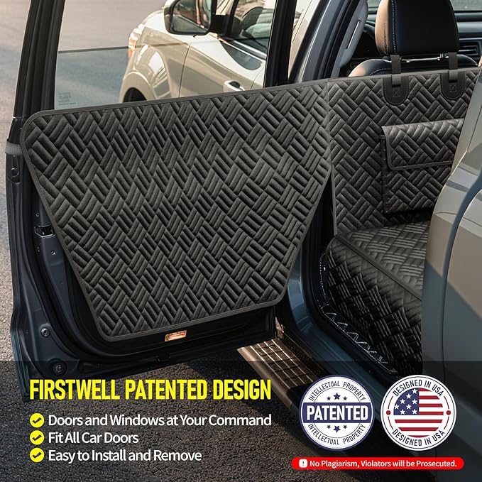 Dog Car Seat Cover for Back Seat, Hard Bottom Back Seat Cover for Full-Size Trucks - Patented Design, Waterproof Dog Hammock, Support 400lbs