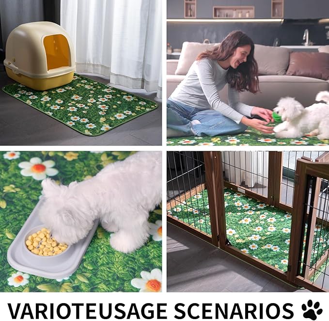 Dog Pee Pads Training Pads Upgrade Triple Thickness All-Purpose Super Absorbent & Leak-Proof, Quick Dry and Leak-Proof and Odor Control (Yellow Daisy on Green, 36" x48"x2PCS)