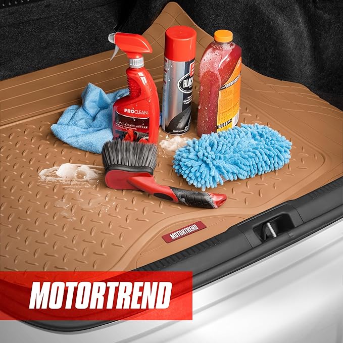 Motor Trend Heavy Duty Utility Cargo Liner Floor Mats for Car Truck SUV, Trimmable to Fit Trunk, All Weather Protection