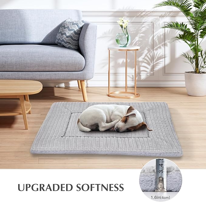 BVAGSS Dog Bed Mat,Reversible Crate Pad, Memory Foam Beds, Soft Warm Pet Cushion for Small Medium Dogs, Washable Pet Sleeping Mattress Kennel Bed Pad XH079 (42''x28''x1.6'',Grey)