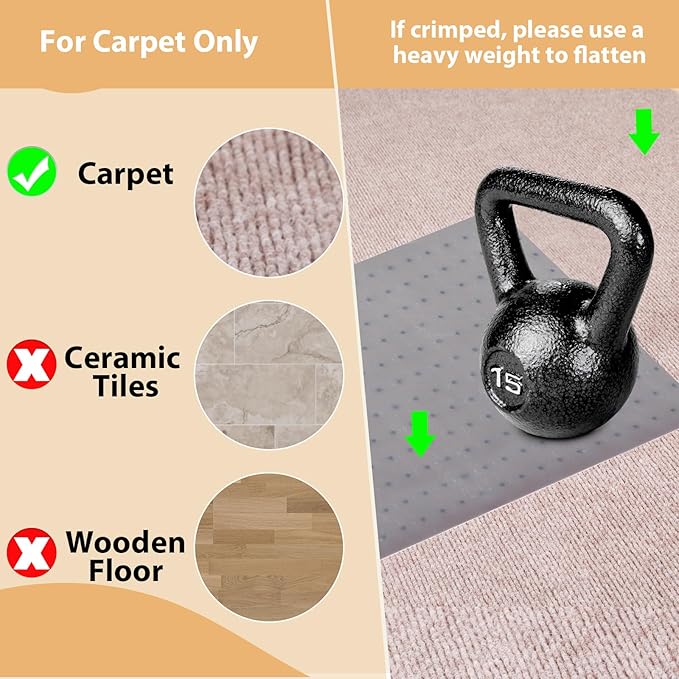 Carpet Protector for Pets Cat Carpet Protector for Doorway, Anti Scratch Under Door Cat Scratch Protector Mat, Plastic Rug Runner Easy to Cut Plastic Stopper (Light Grey, 3.6FT)