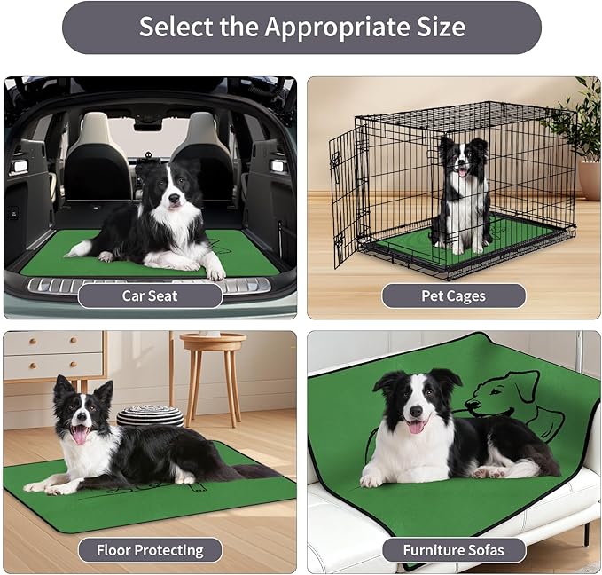 2 Pack Washable Pee Pads for Dogs 24"x24", Reusable Training Puppypads Absorbency Non-Slip & Leak-Proof for Pet Whelping Box Playpen Crate Sofa Bed Floors (Green)