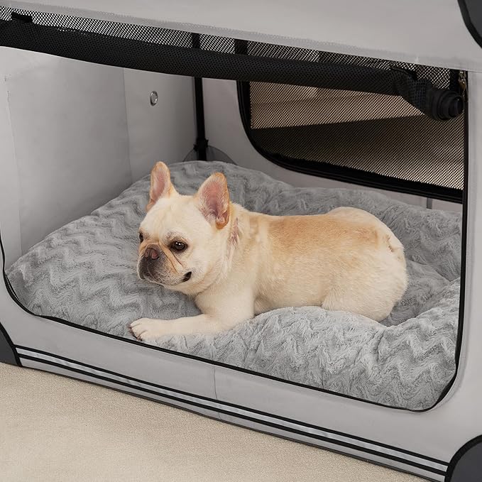 EHEYCIGA Washable Medium Dog Bed for Crate 29x21 Inch, Reversible Kennel Pad for Dogs Weight Up to 35 lbs, Plush and Comfy Pet Sleeping Mat, Grey