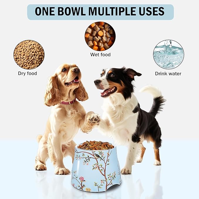 Dog Bowl - 7 inch Height Non-Slip Ideal for Medium Dogs it has Food-Grade 304 Stainless Steel Bowls for Food/Water Beautiful Design and high Capacity Large/3.8 Cups(860ml) Bowl Feeder (Blue)