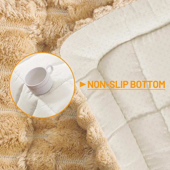 Smiry Pet Couch Cover for 3 Cushion Sofa, Non-Slip Fuzzy Couch Cover for Dogs Washable, Thick Soft Sofa Slipcovers Cushion Protector Pet Friendly (Camel, 27.6" x 88")