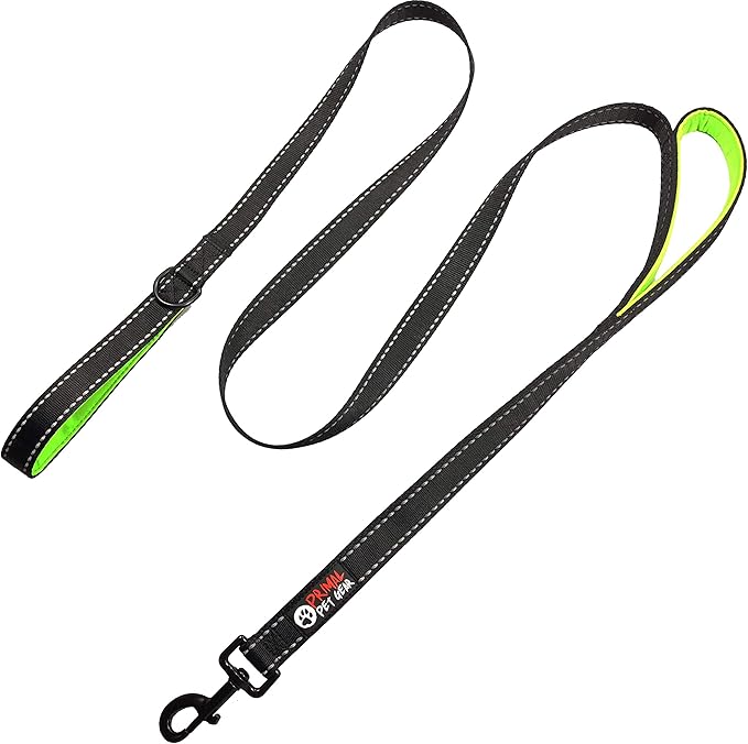 Primal Pet Gear Dog Leash 6ft Long,Traffic Padded Two Handle,Heavy Duty,Reflective Double Handles Lead for Control Safety Training,Leashes for Large Dogs or Medium Dogs,Dual Handles Leads(Black)