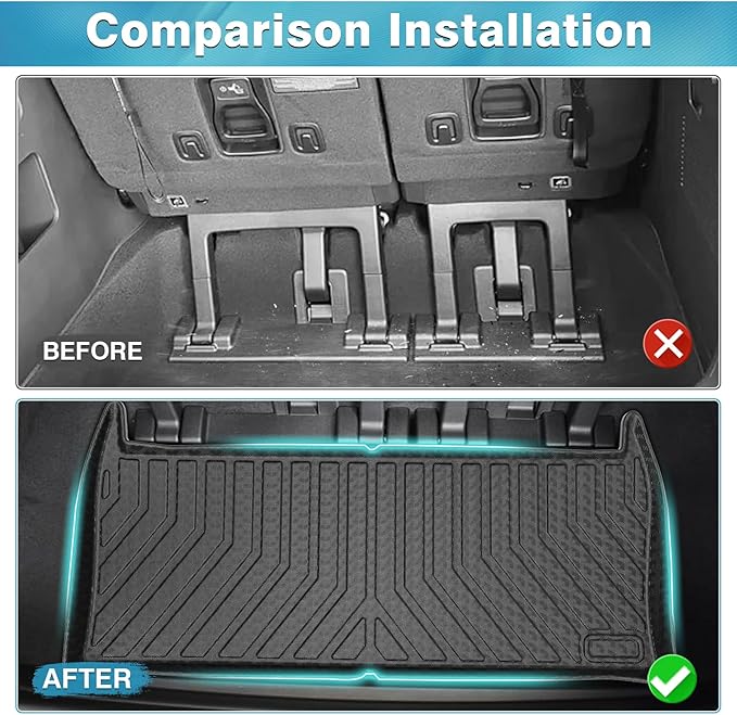 Mixsuper Cargo Liner for Kia Carnival MPV 2022-2025 2026 (Non-Hybrid Models Only) Rear Trunk Liner for Carnival Accessories All Weather Cargo Mat Behind The 3rd Row Black