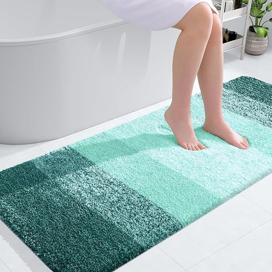 OLANLY Bathroom Runner Rugs 40x24, Extra Soft Absorbent Microfiber Bath Rugs, Rubber Backing, Quick Dry, Washable Bath Mats for Bathroom Floor, Tub and Shower, Home Decor Accessories, Blackish Green