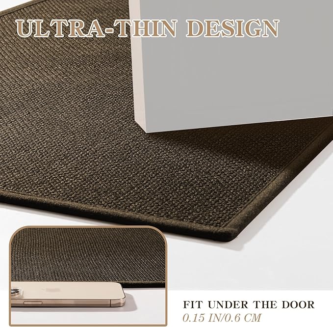 chakme Bathroom Rugs Mat 32x17, Ultra Thin Non Slip Bath Mat Quick Dry Absorbent Bath Mat for Bathroom Floor, (Brown, 32"x17")