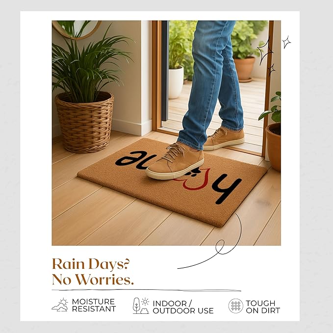COCONIQ Coir Door Mats 17" X 30", Non-Slip Sturdy, PVC Backed Heavy Duty, Easy to Clean, Ideal for Door Entrance, Patio, Porch, Backyard, Garages, Home with The Love of Paws