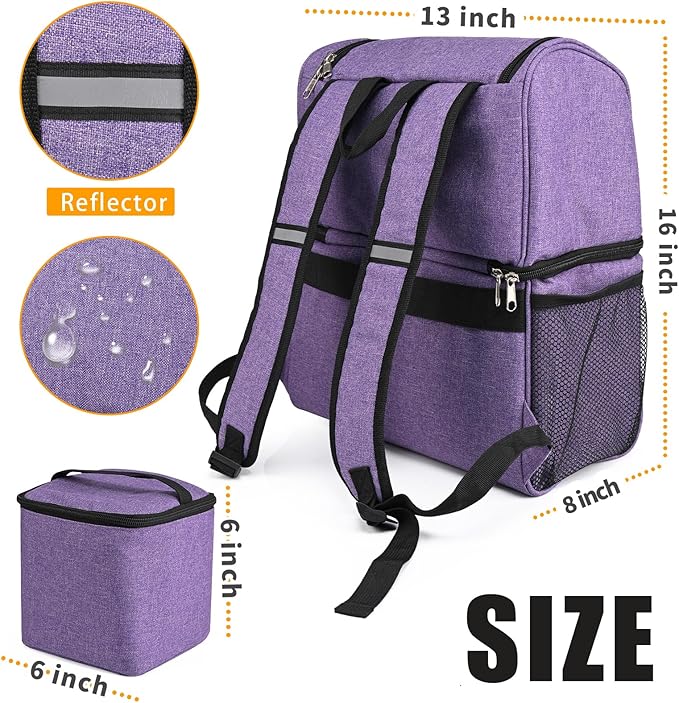 Txinrbaod Dog Travel Bag Airline Approved Pet Supplies Backpack with 2 Food Container Dog Bags for Traveling Camping Hiking Purple