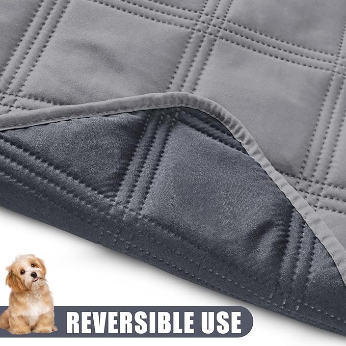 Smiry Waterproof Dog Bed Cover Blanket 40x50, Soft Reversible Pet Blanket, Washable Leakproof Cats Dogs Couch Cover for Sofa, Couch, Furniture, Lattice, Grey/Dark Grey