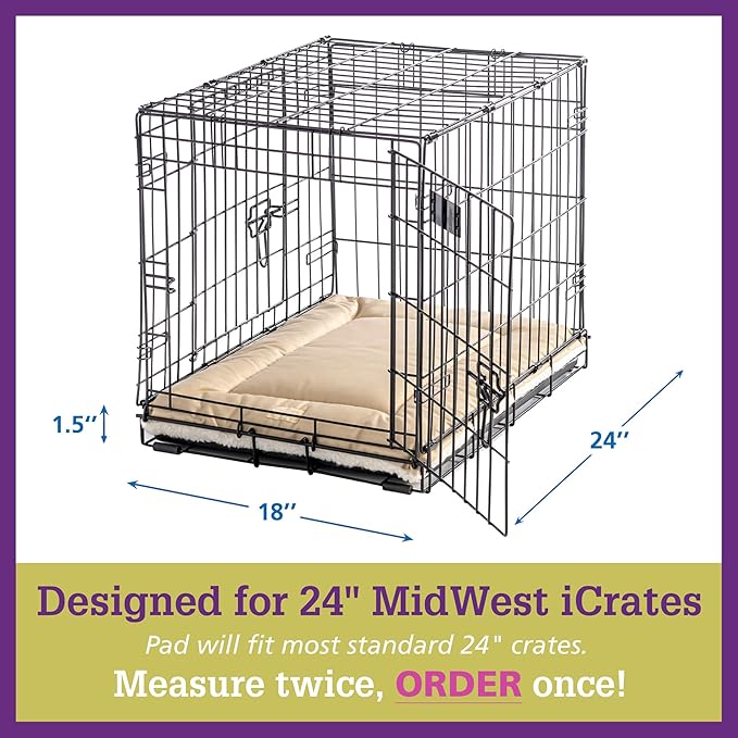 Pet Dreams Dog Crate Pad - Washable Kennel Mat, Crate Pads for Dog Cages, Non-Toxic, Flat Indoor Cat Bed, Fits iCrate 18, 24, 30, 36, 42, 48 Inches (Denim, Small, 24")