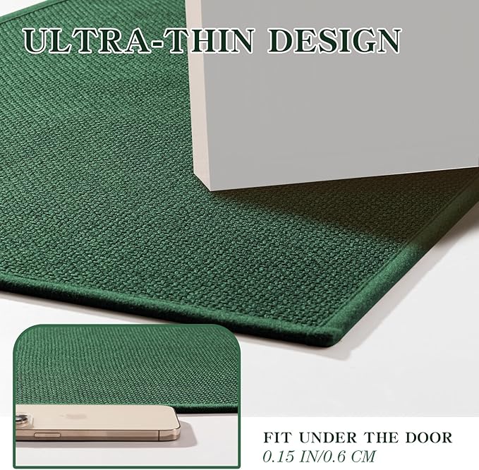 chakme Bathroom Rugs Mat 24x17, Ultra Thin Non Slip Bath Mat Small Quick Dry Absorbent Bath Mat for Bathroom Floor, (Green, 24"x17")