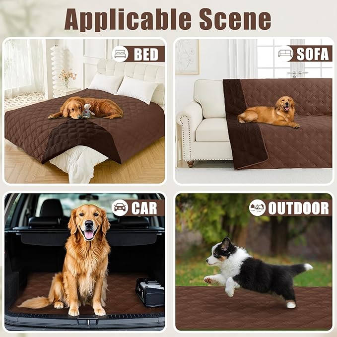 Smiry Waterproof Dog Bed Cover Blanket 82x120, Soft Reversible Pet Blanket, Washable Leakproof Cats Dogs Couch Cover for Sofa, Couch, Furniture, Lattice, Brown/Chocolate