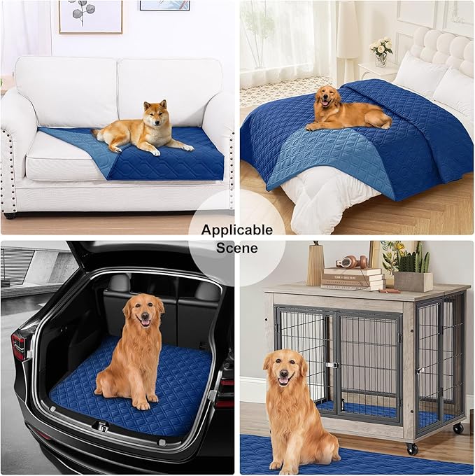 Smiry Reversible Waterproof Couch Covers for Sofa, Washable Dogs Pet Couch Covers for 3 Cushion Sofa Pet Friendly, Water Resistant Furniture Protector Slipcover, Geometric (40"x50", Navy/Blue)