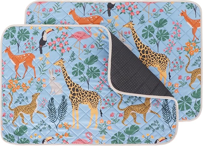 IEUUMLER Washable Pee Pads for Dogs, 2 Pack Forest Pattern Reusable Waterproof Puppy Pads, Non-Slip Super Absorbent Dog Training Pad for Playpen Crate Bed EU013 Blue Jungle, 30x20