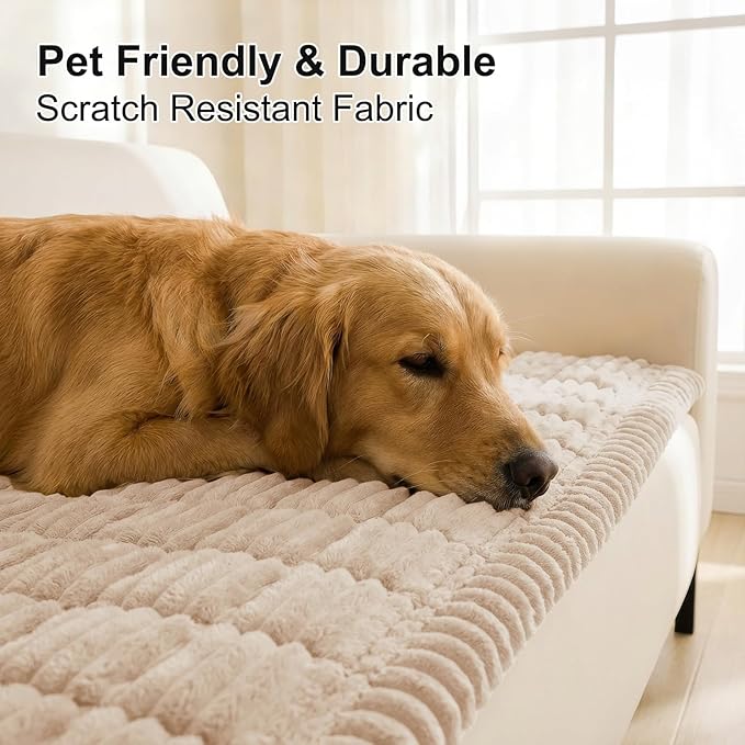 Smiry Couch Cover for Dogs, Non Slip Washable Sofa Protector for Pets, Soft Furniture Cover for Pet, Stylish Sofa Covers, Cozy Protect Against Fur, Dirt & Everyday Messes (Apricot, 35.4" x 63")