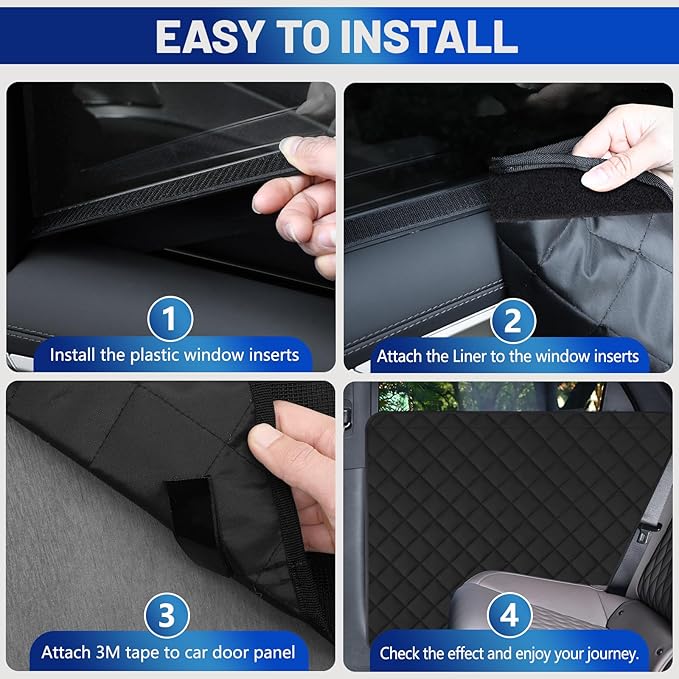 Dog Car Door Protector, 2 Pack Heavy Duty 5-Layer Car Door Protectors from Dog Scratching,Waterproof Door Protectors for Vehicles,Universal Fit for Cars, Trucks, SUVs, Storm Black