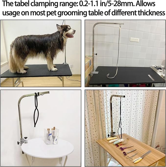 2Pack Pet Grooming Table Arms Clamp Metal, Heavy Duty Aluminium Alloy Dog Cat Hair Cut Holder Accessories Fixture Fixation (Inner Dia 22 * 22mm)