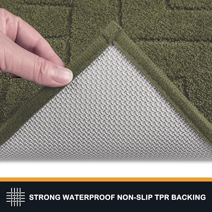 PURRUGS Dirt Trapping Door Mat 34" x 59", Non-Slip Machine Washable Entry Rug, Dog Doormat, Indoor Front Door Mat, Super Absorbent Entryway Rug for Muddy Shoes & Paws, Sage Green