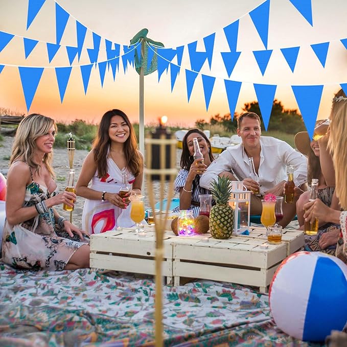 Tatuo 820 ft 500 Pcs Pennant Banner Flag String Hanging Triangle Bunting Flag for Carnival Party Outdoor Events Birthday Classroom Decoration(Blue)