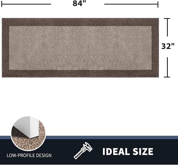 PURRUGS Dirt Trapping Door Mat 32" x 84", Non-Slip Machine Washable Entry Rug, Entrance Mat, Indoor Front Door Mat, Super Absorbent Entryway Rug for Muddy Shoes & Paws, Beige & Grayish Brown