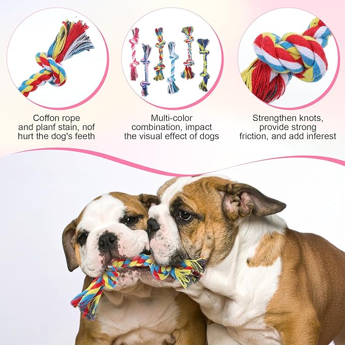 48 PCS Puppy Chew Toy Dog Rope Toys Cotton Knot Teething Toy Tug of War Dog Interactive Toys Multi Color for Small and Medium Dogs Newborn Pet Boredom Teeth Cleaning