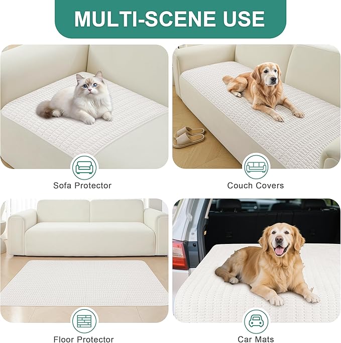 Foxdecor Couch Cover Sofa Covers Washable, Dog Bed Cover Couch Covers for 3 Cushion Couch Sofa Pet Friendly, Dog Couch Cover Furniture Covers for Pets.(White 40x50 inch)