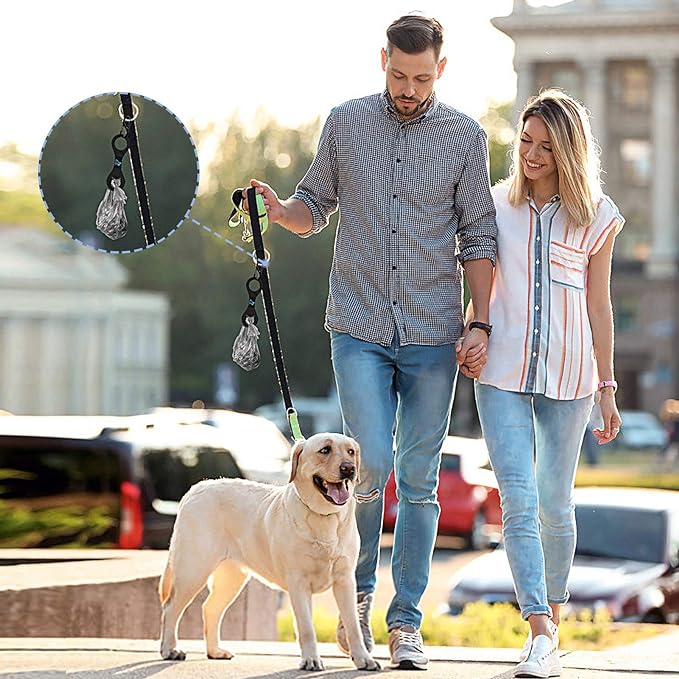 Dog Poop Bag Holder for Leash Waste Bag Carrier Dog Poop Bag Dispenser for Walking Running Bicycle Accessory 4 Pieces (Black + Light Green)
