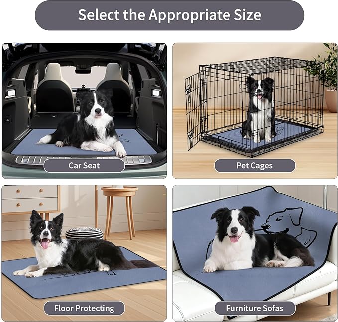 4 Pack Washable Pee Pads for Dogs 18"x24", Reusable Training Puppypads Absorbency Non-Slip & Leak-Proof for Pet Whelping Box Playpen Crate Sofa Bed Floors (Gray)